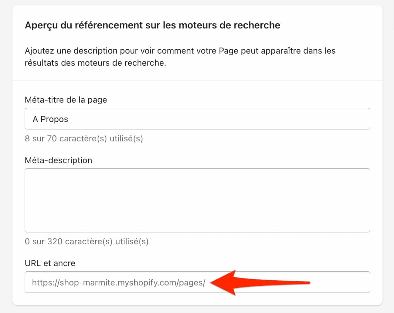 Shopify ajoute automatiquement des catégories à vos URLs.