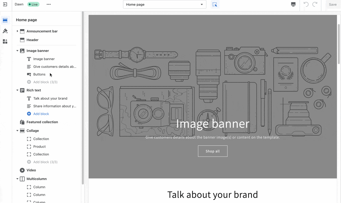 Shopify uses a WYSIWYG interface.