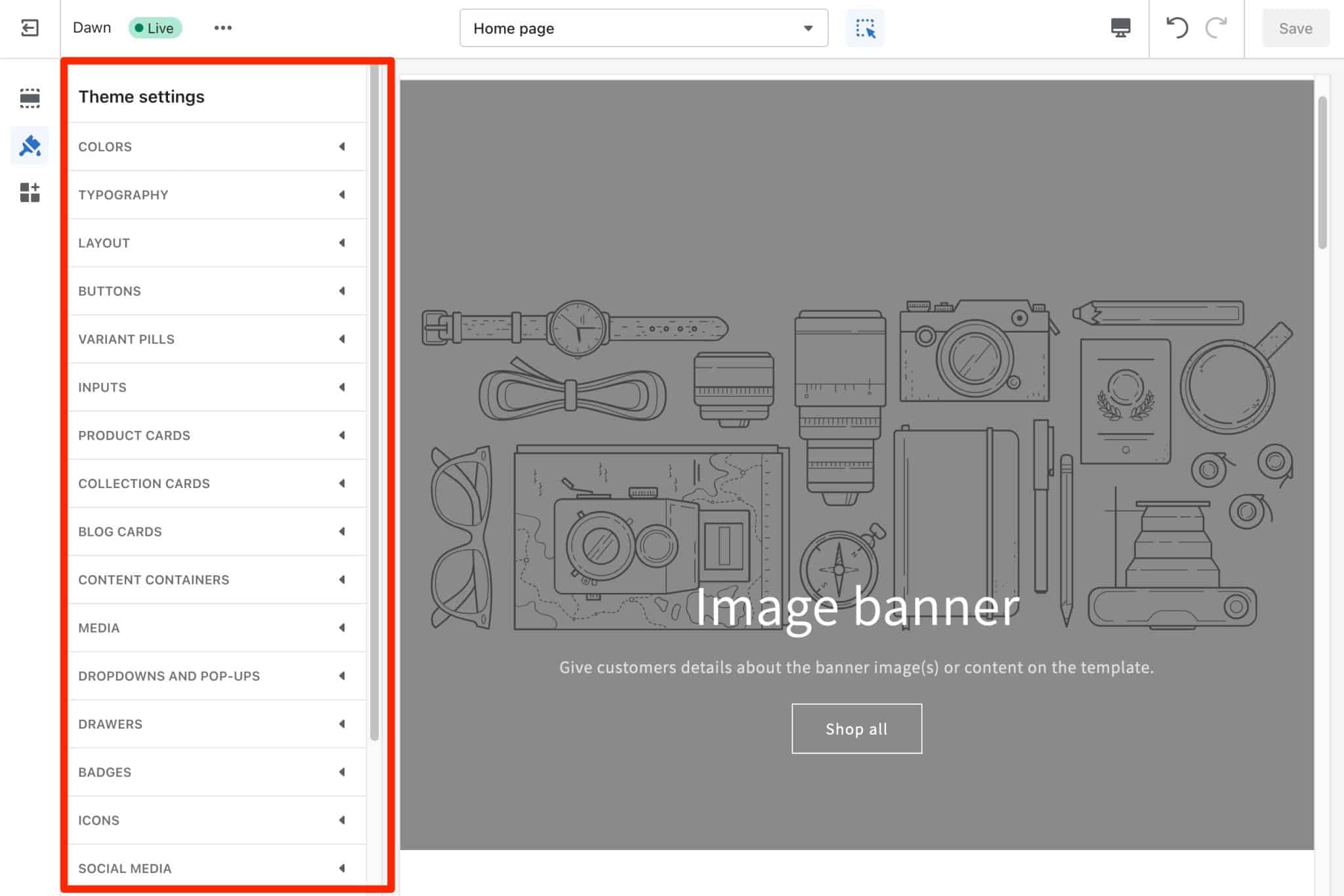 Customizing the Shopify theme.