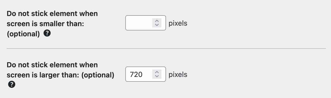 Sticky Menu allows you to modify the responsive display of your floating element.