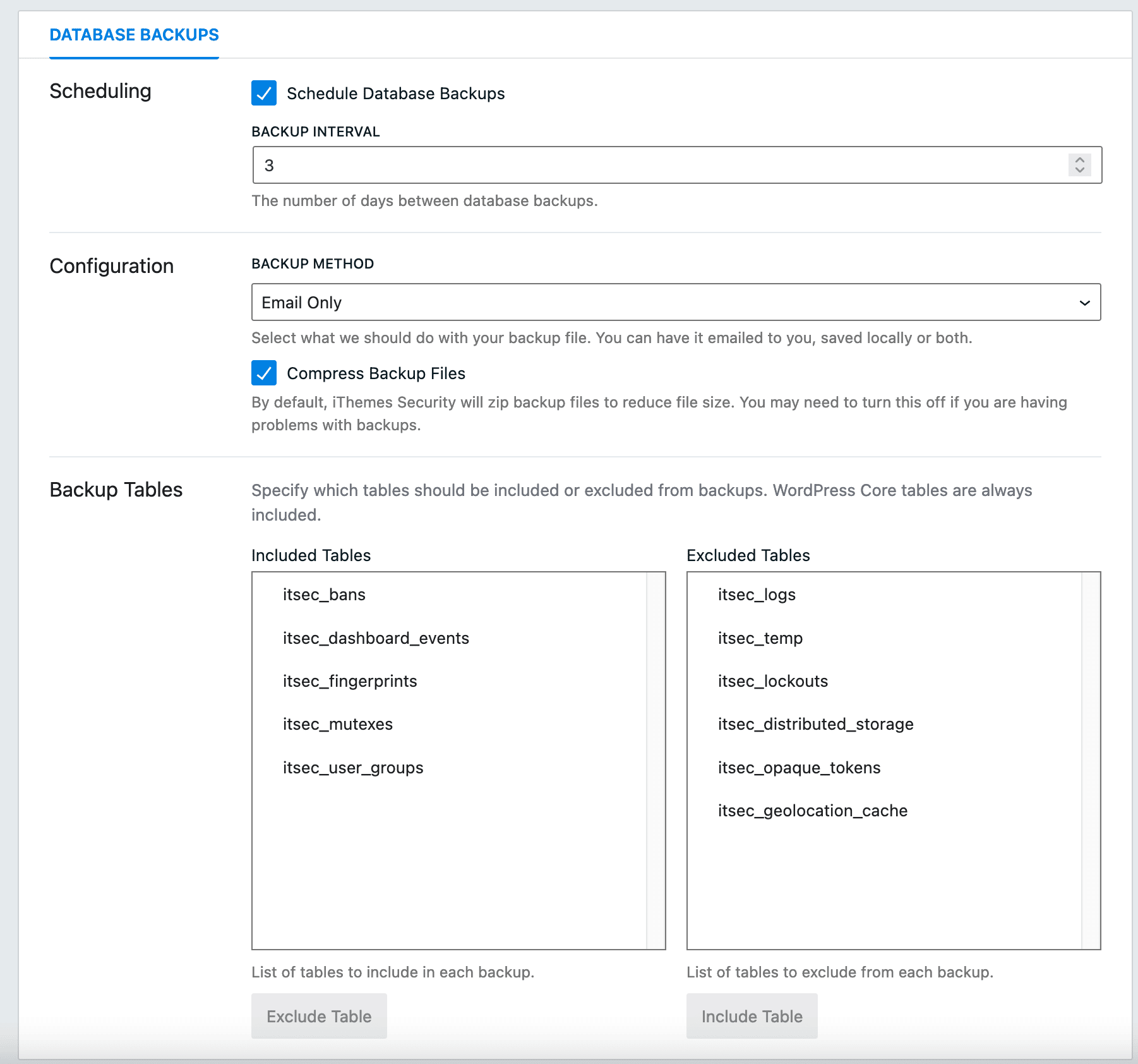 The Database Backups module in iThemes Security.