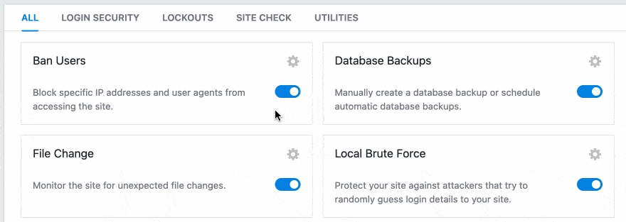 iThemes Security adopts a modular approach.