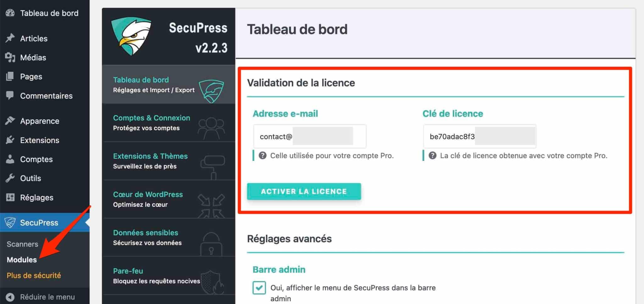 L'usage de SecuPress Pro nécessite une licence.