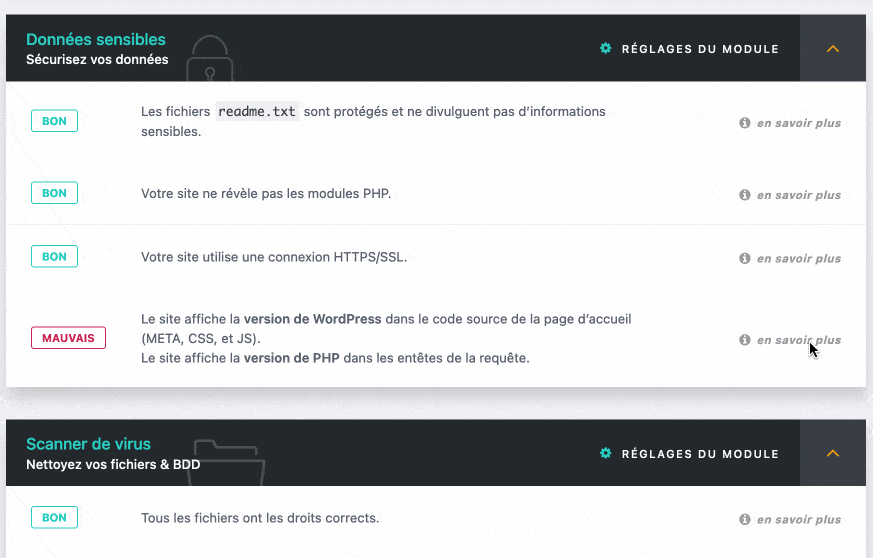 Le plugin fournit des explications détaillées.