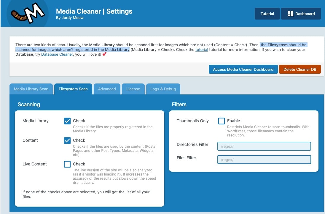 Le scan du système de fichiers proposé par Media Cleaner.