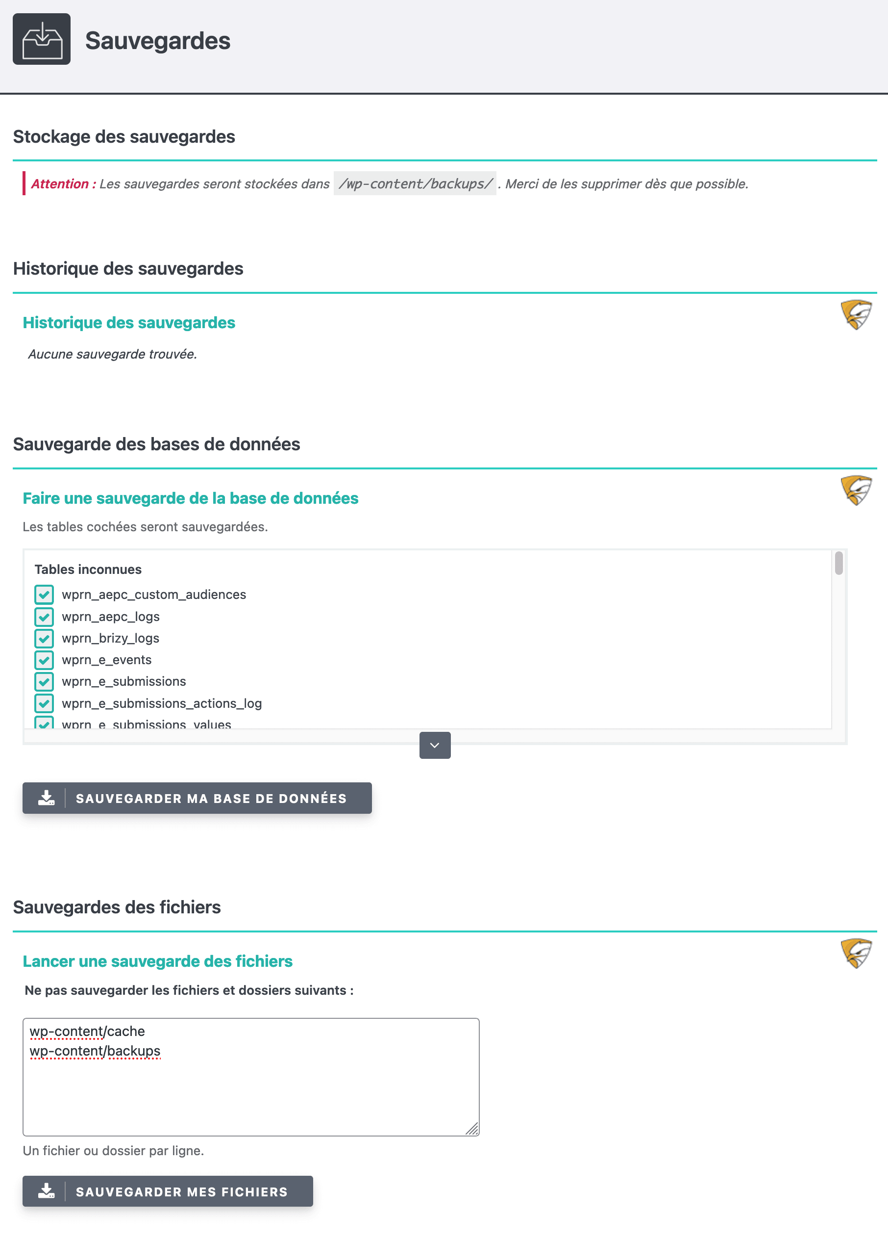 Avec SecuPress, vous pouvez sauvegarder vos fichiers et votre base de données.