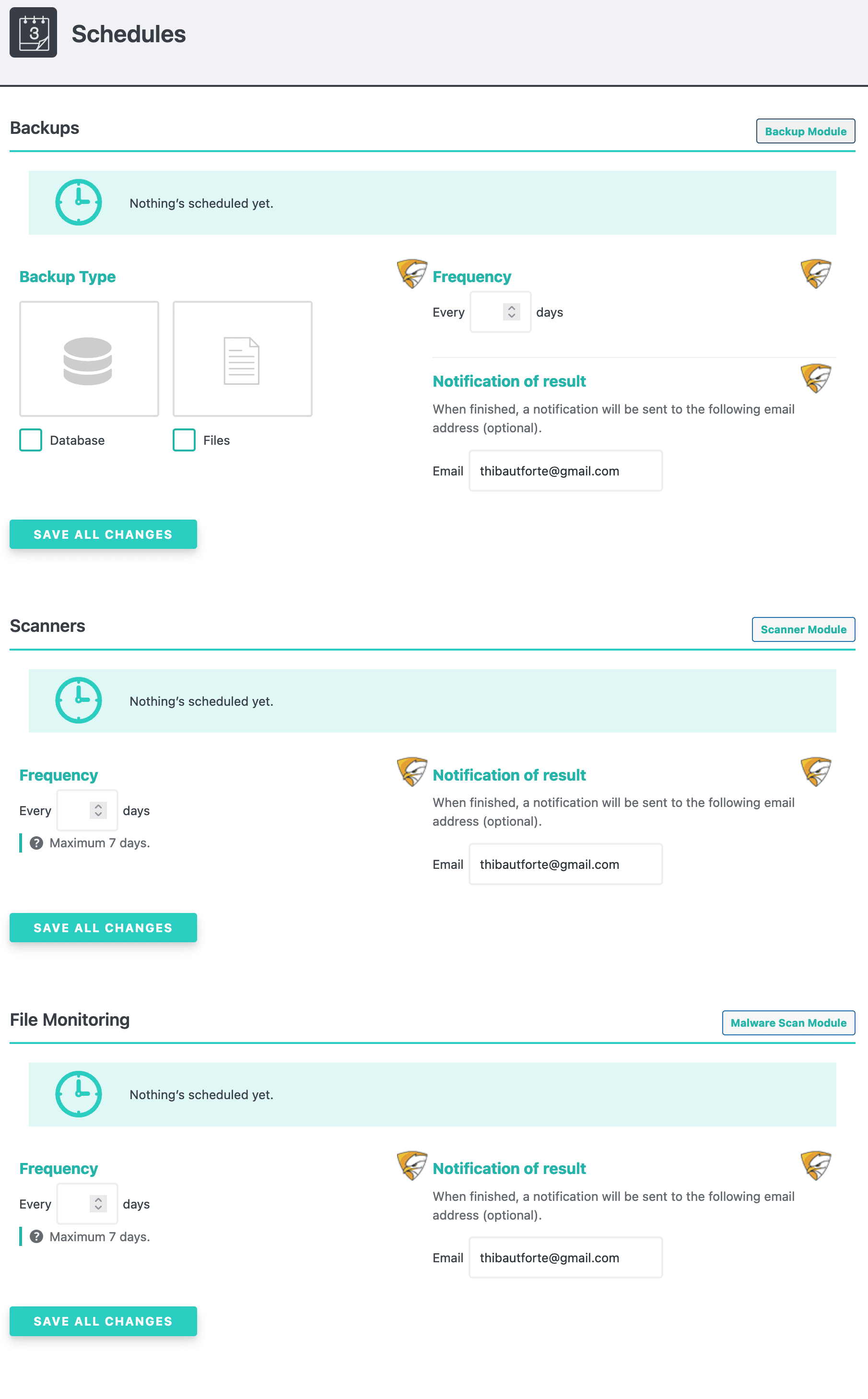 SecuPress allows you to schedule backups and scans.