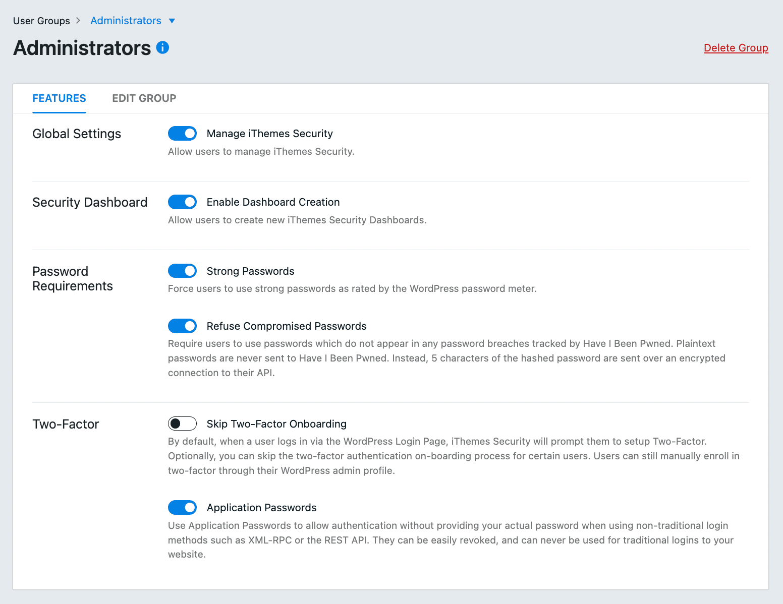 iThemes offers security settings based on user roles.