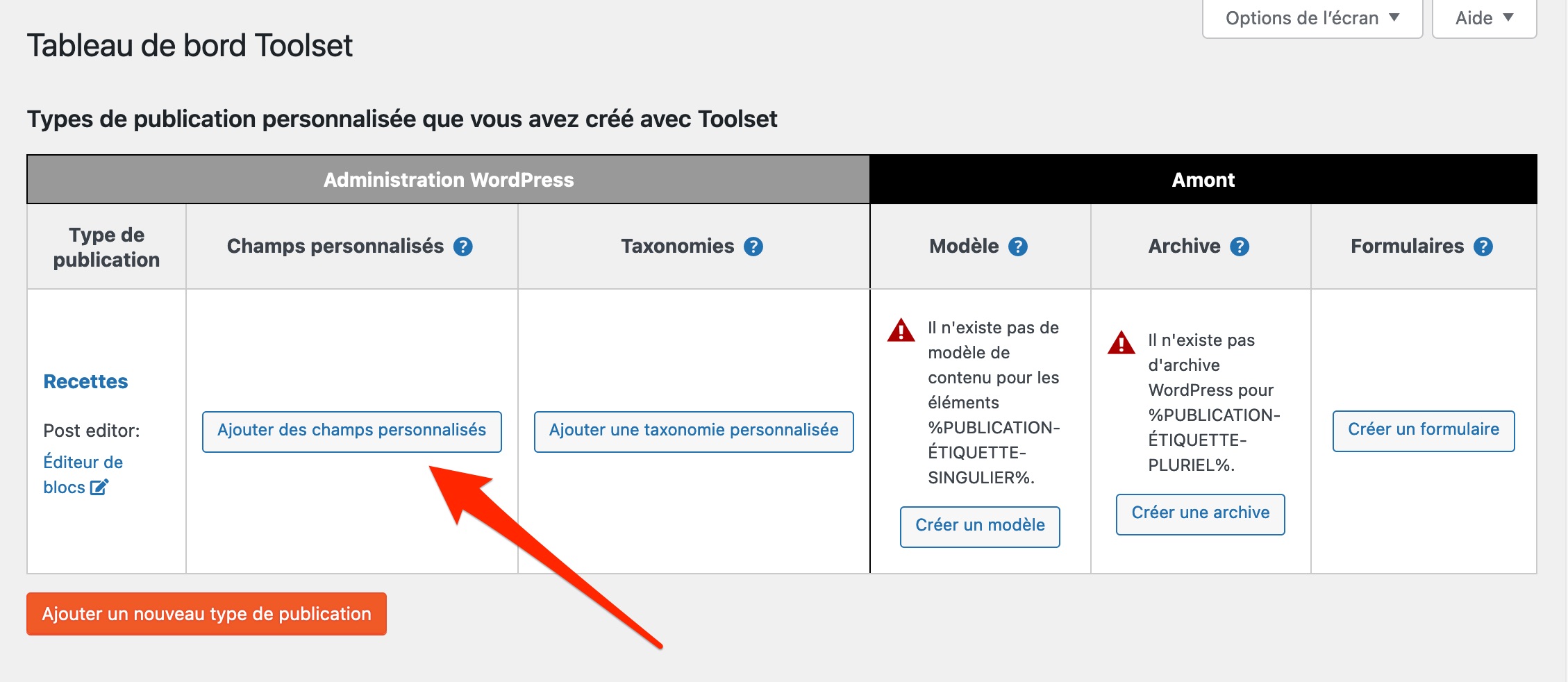 Ajout d'un champ personnalisé avec Toolset.