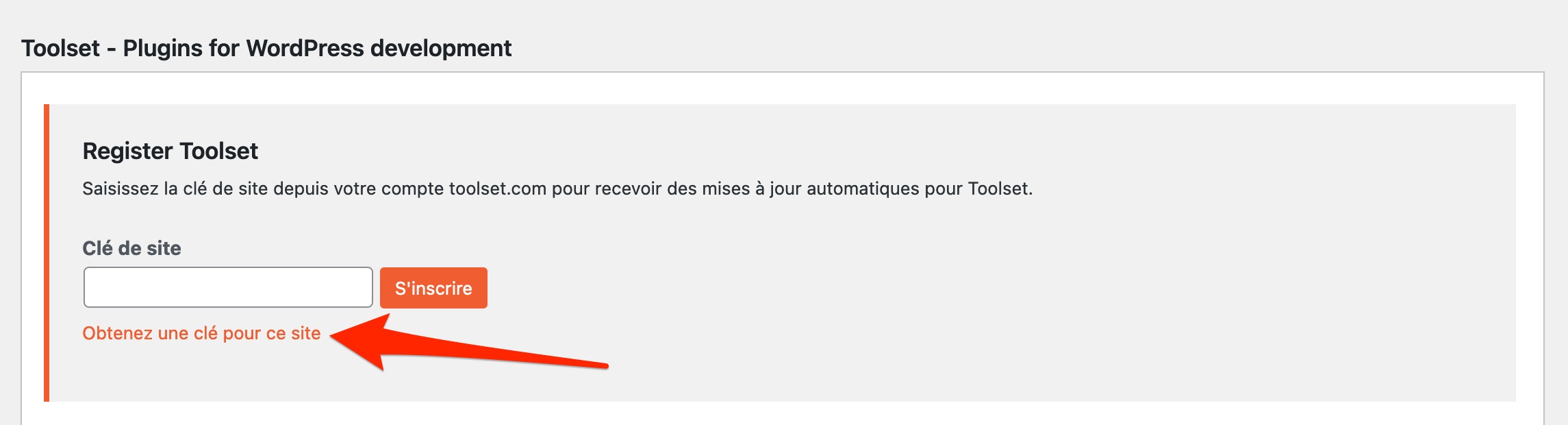 Toolset nécessite une clé d'activation pour fonctionner.