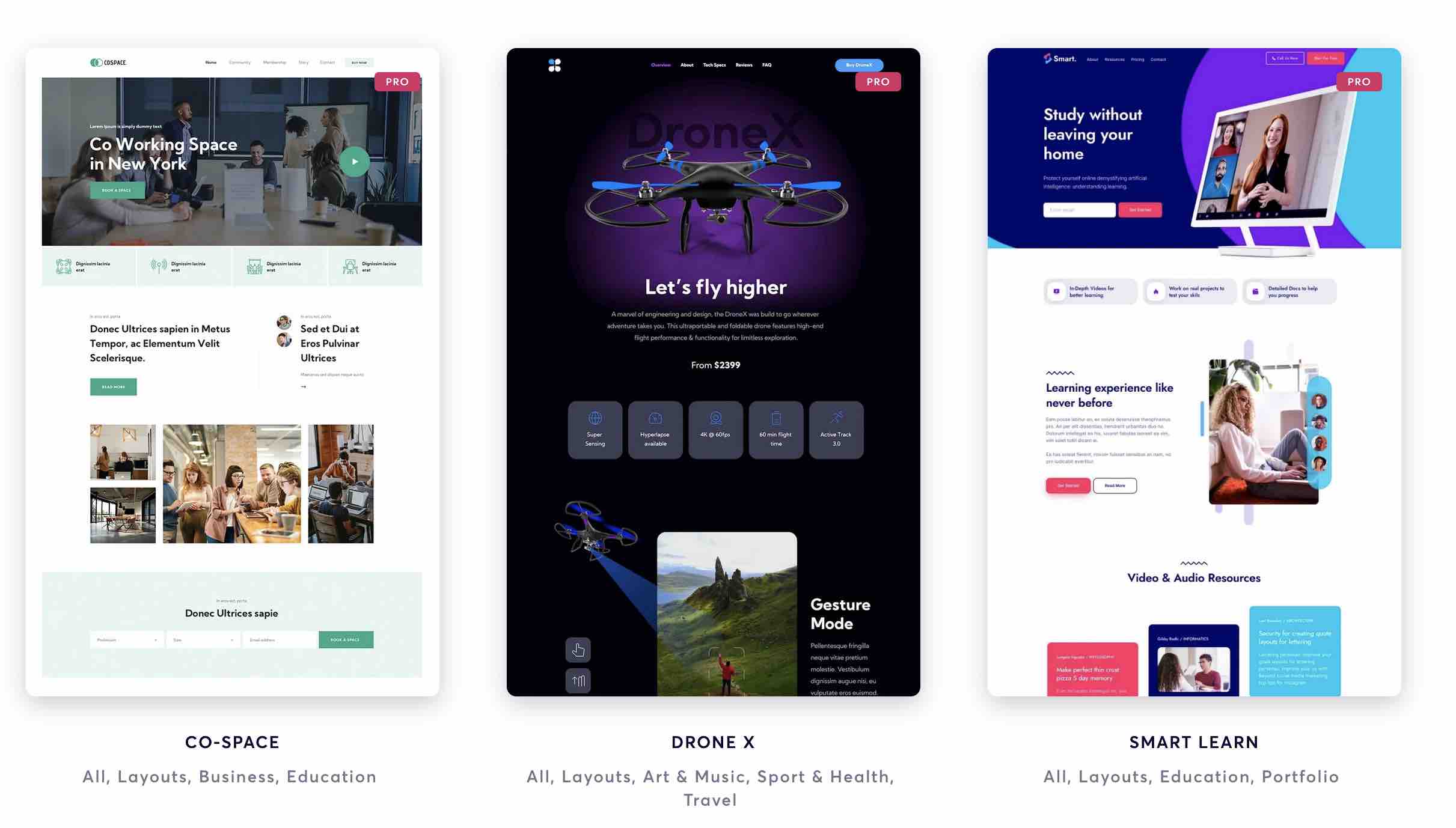 Des layouts proposés par Brizy.