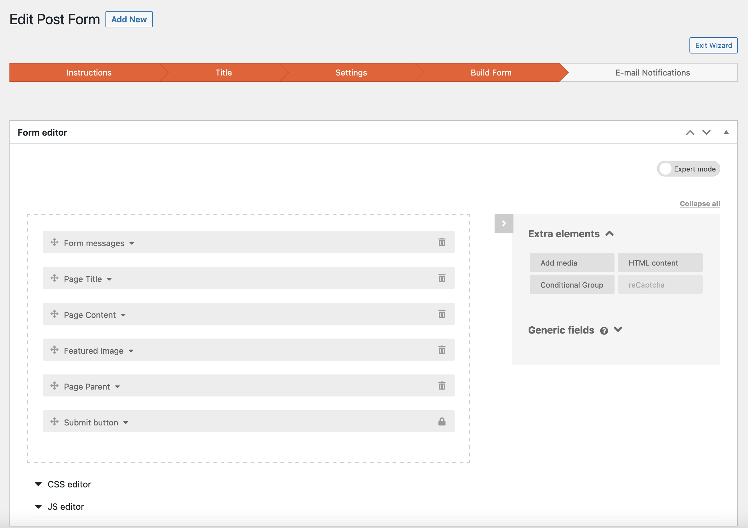 Toolset's form builder.