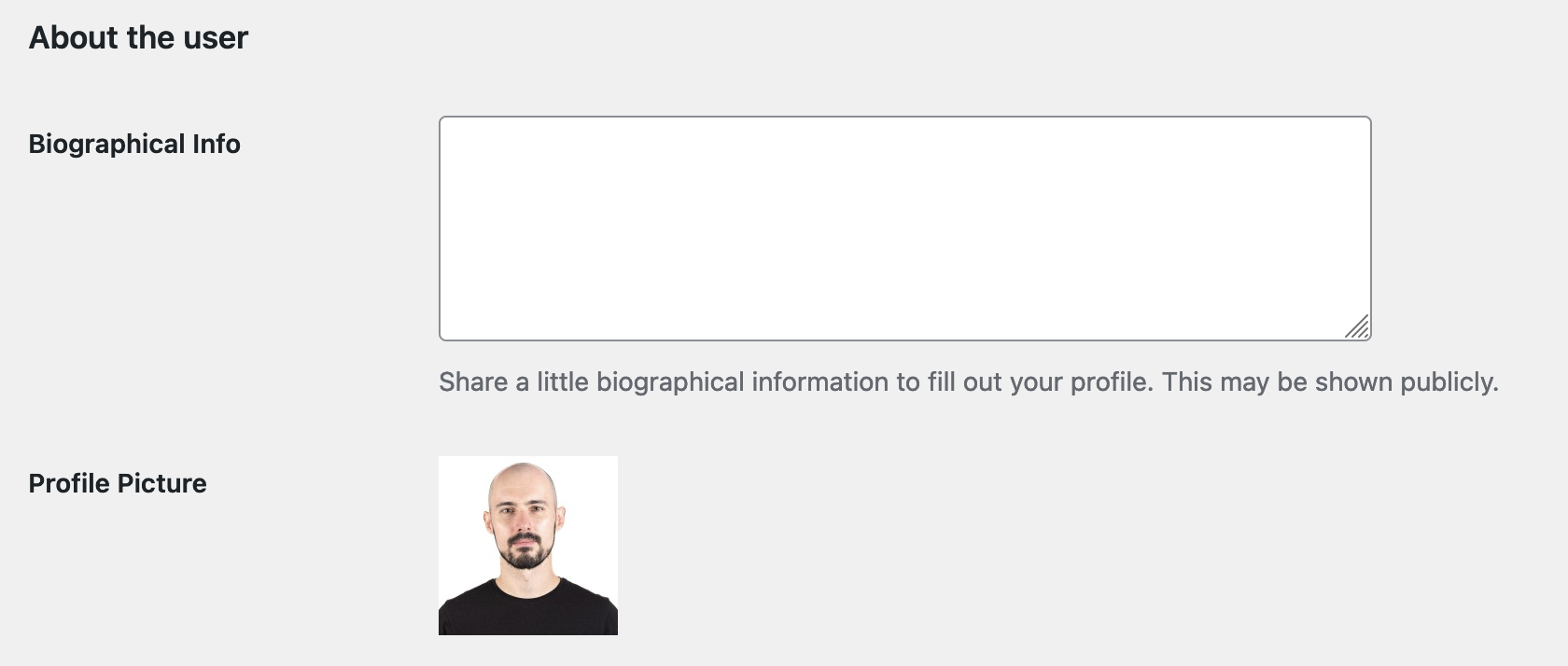 It is possible to edit the "about the user" section of an account.