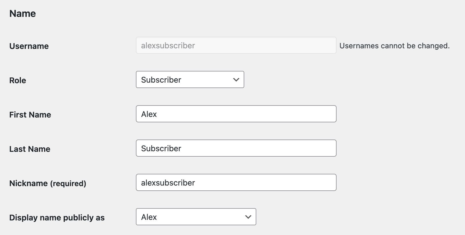 Editing a user's personal information.