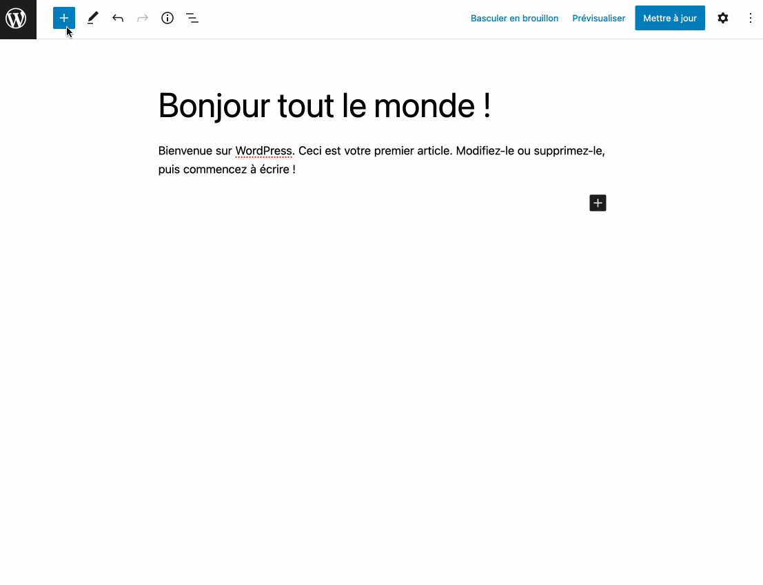 L'éditeur de contenu de WP dispose d'un bloc Code court pour ajouter vos tableaux.