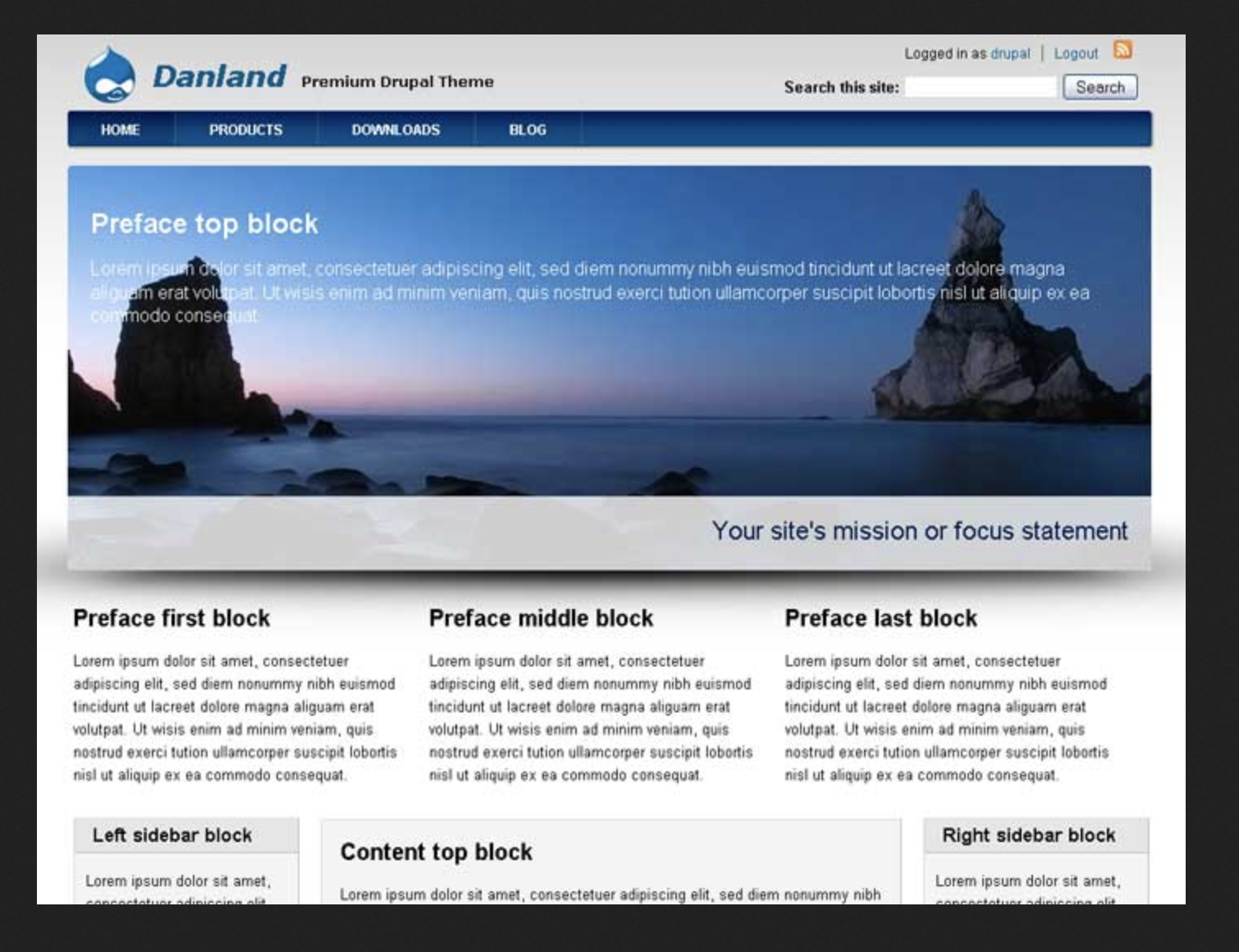 Preview of a Drupal theme.