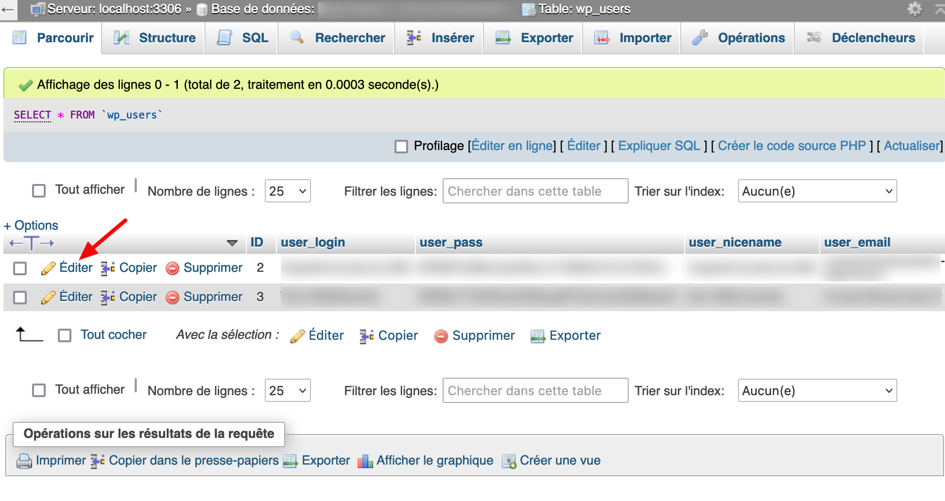 L'édition de la table wp_users permet de modifier l'identifiant d'un compte WordPress.