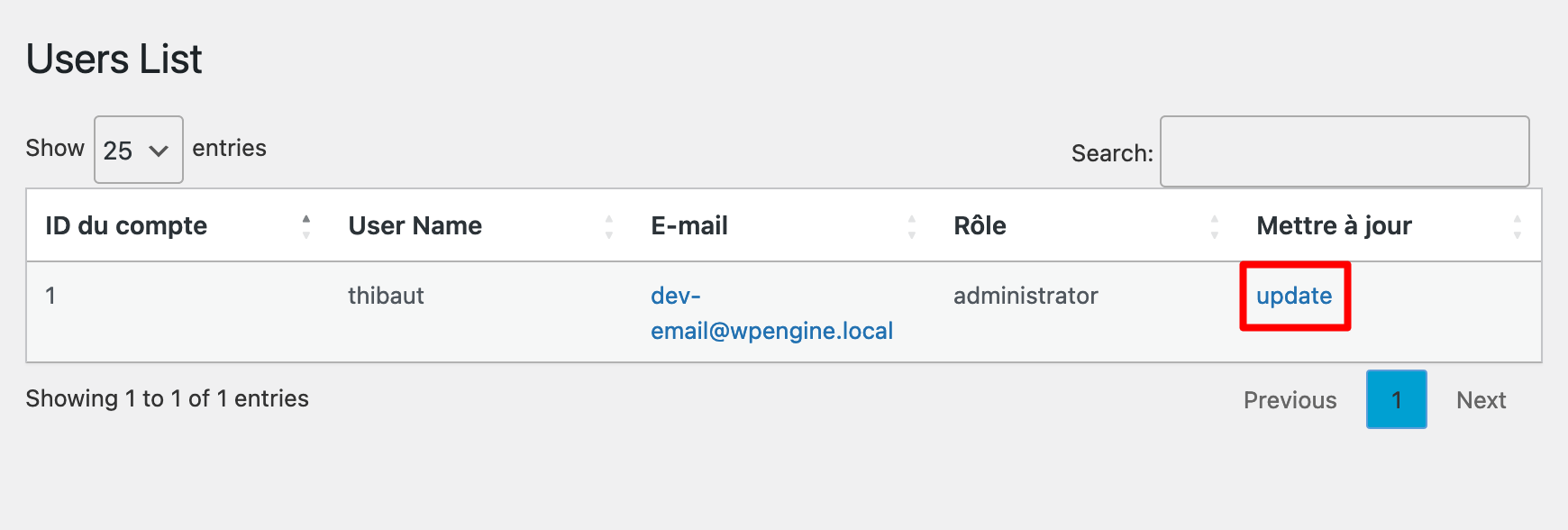 Mise à jour d'un identifiant WordPress avec le plugin Easy Username Updater.