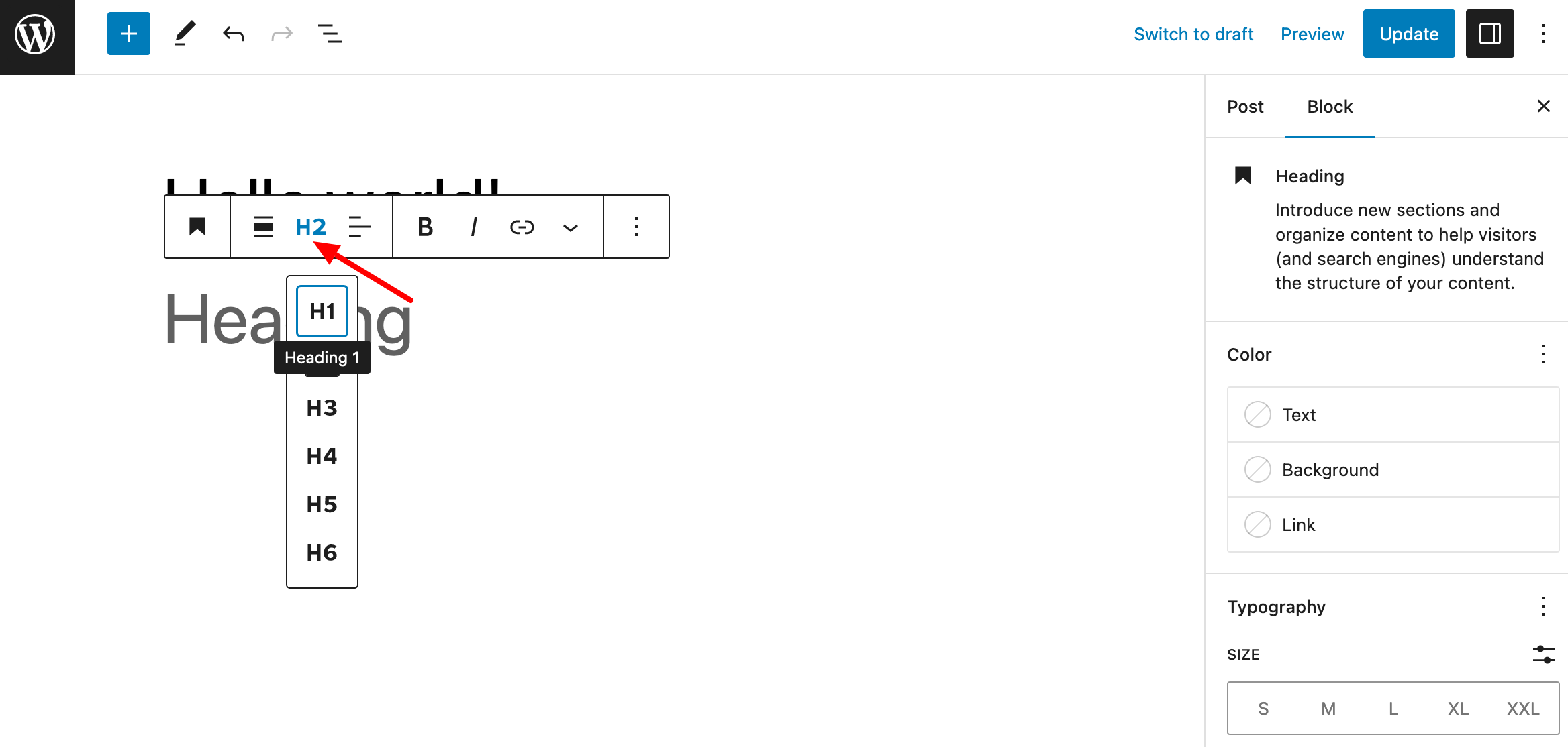 Add subheadings to optimize your on-page SEO on WordPress.