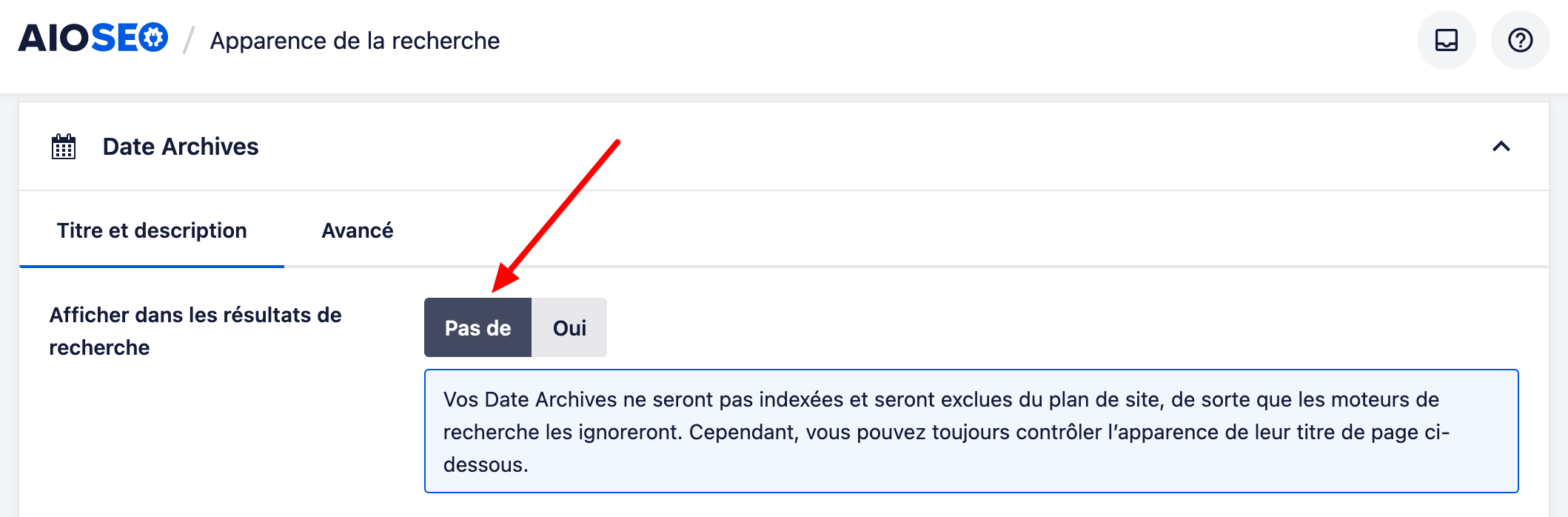 AISEO permet de ne pas inclure les archives de date dans les résultats de recherche, si besoin.