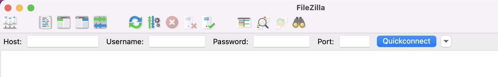 Connecting to FileZilla.
