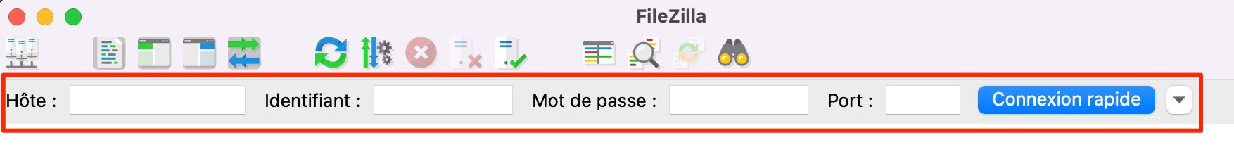 Connexion à FileZilla.