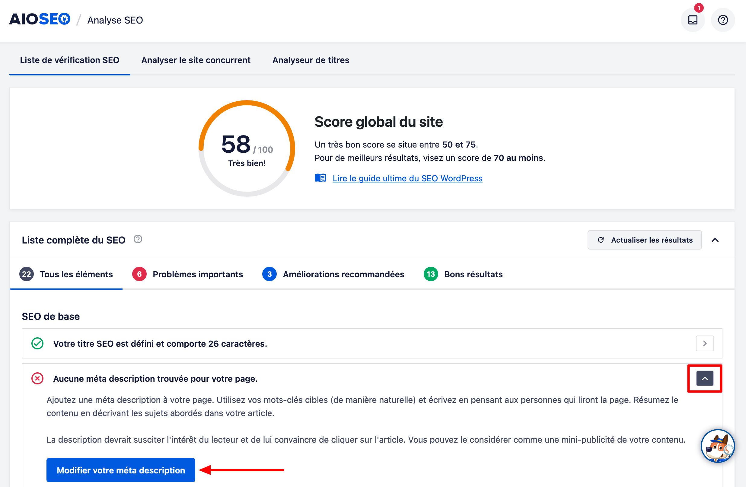 AISEO permet de mettre en place un audit de votre site.