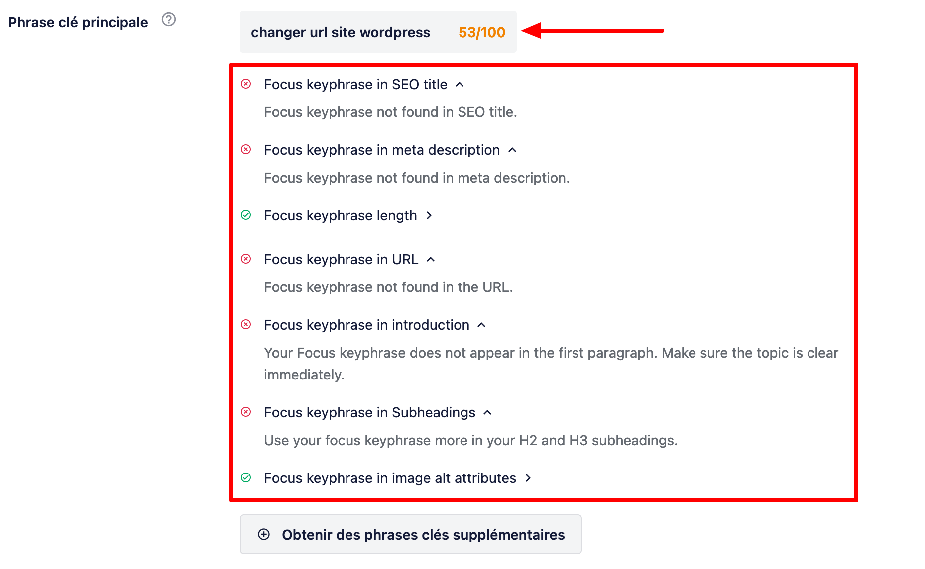 All in One SEO permet d'optimiser un texte autour d'un mot-clé principal.
