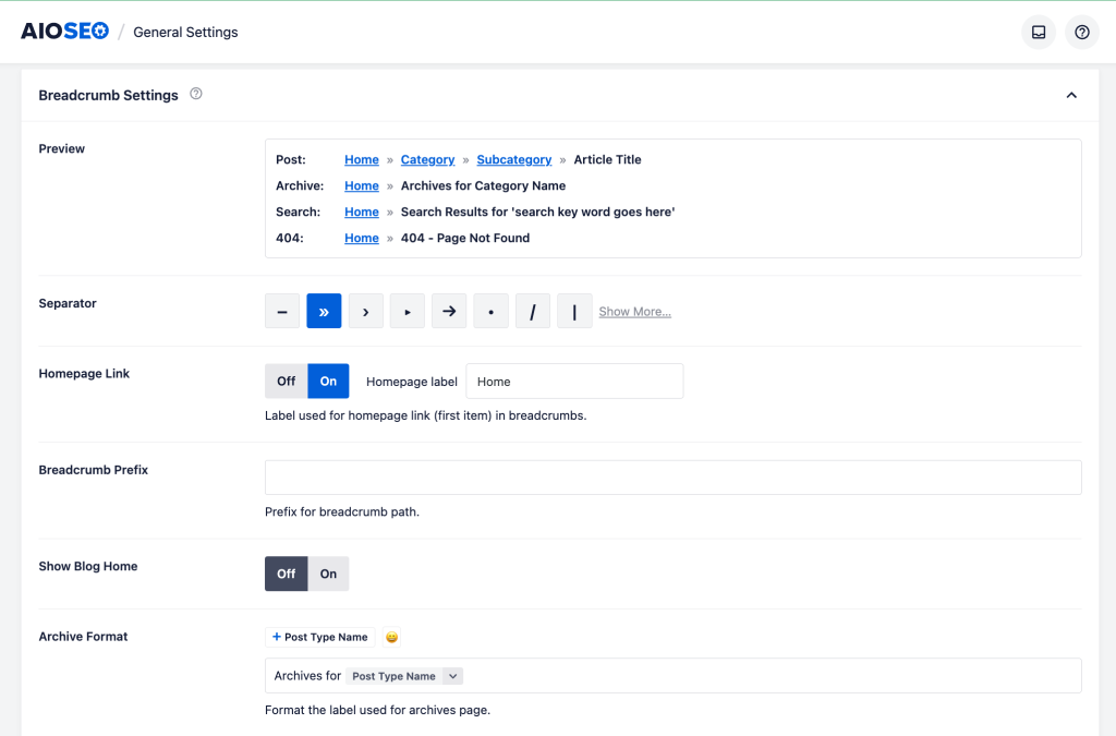 All in One SEO allows you to alter your site's breadcrumb trail.