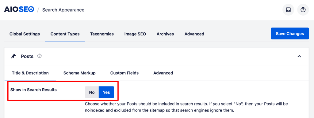 The option to show your posts in search results.