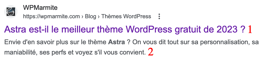 Un exemple de balise title et méta-description.