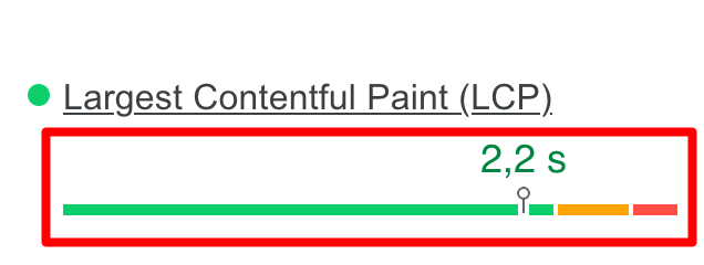 Largest Contentful Paint de PSI.