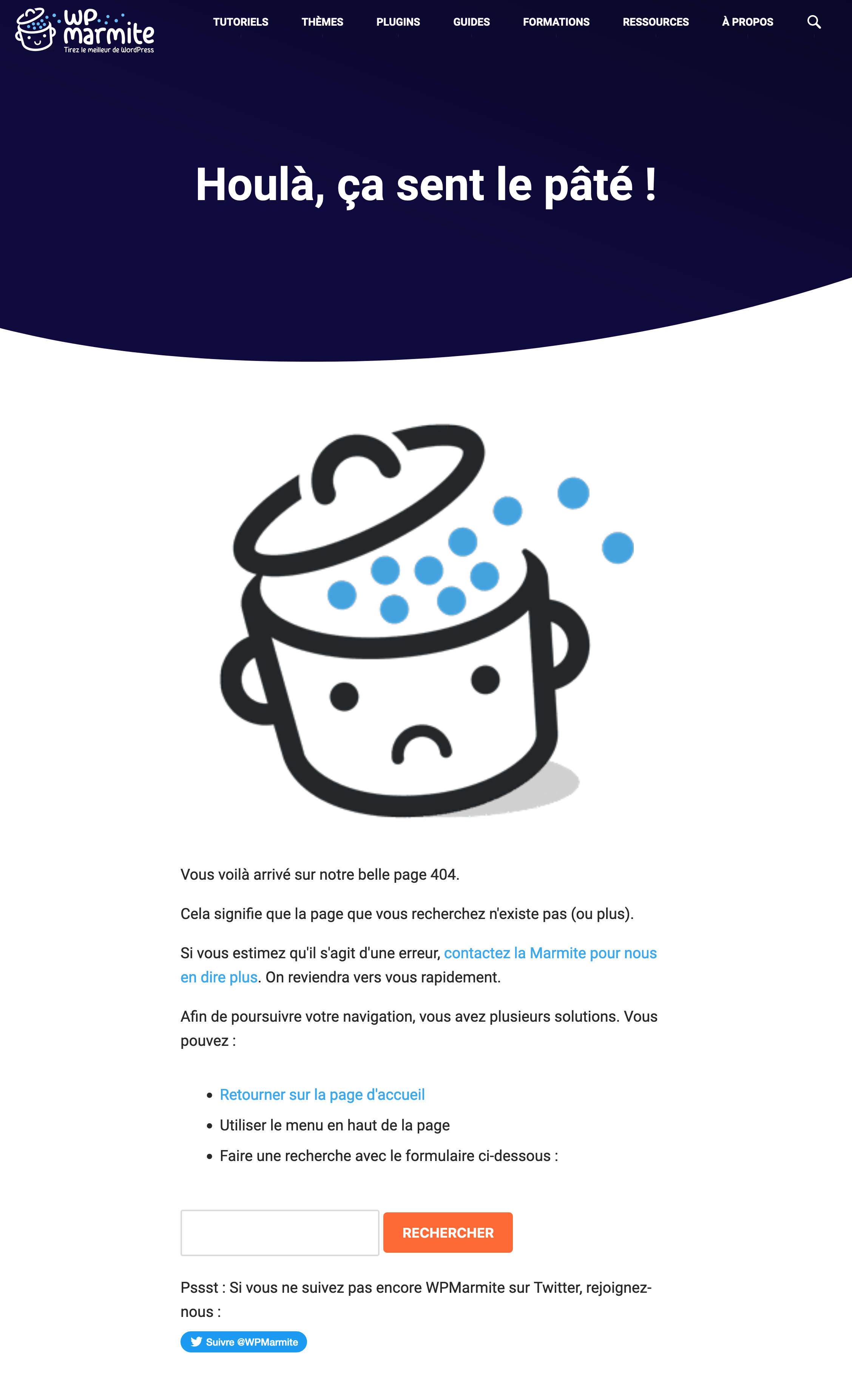 La page 404 de WPMarmite.