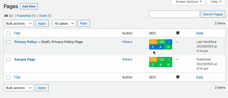 The SEO Framework's SEO bar.