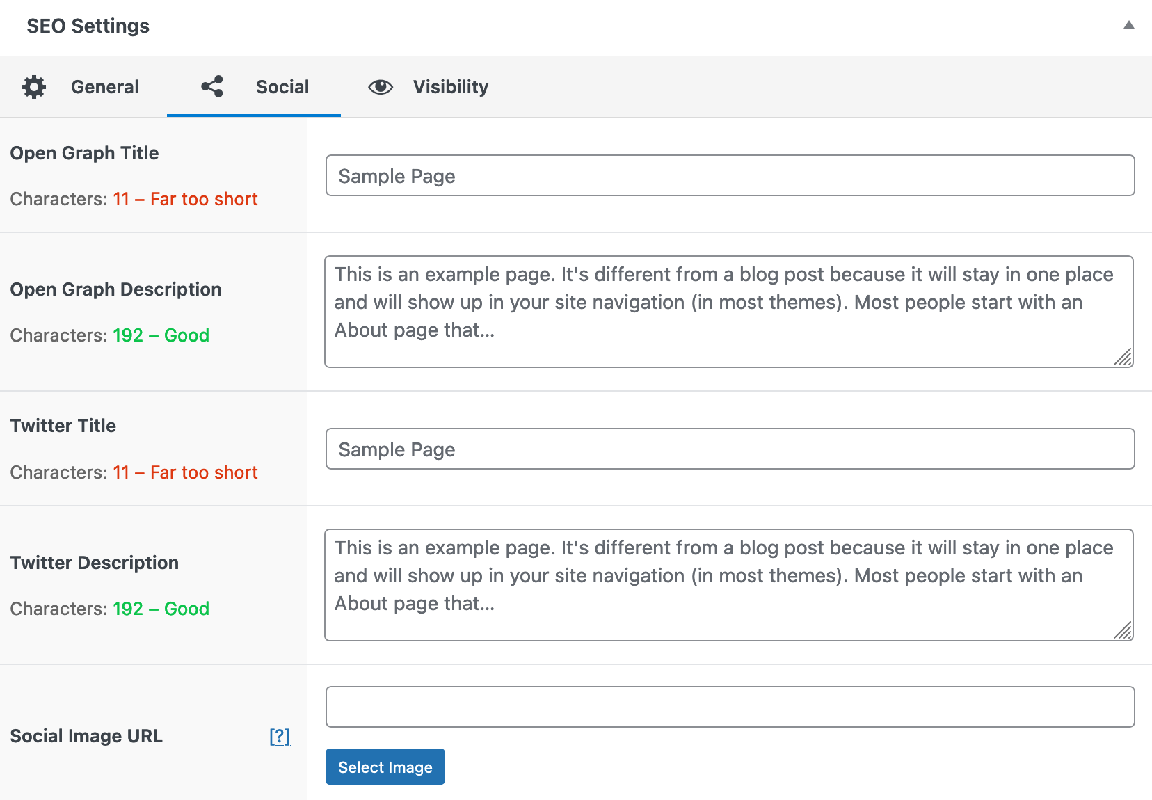 Settings on social media are possible on each publication.