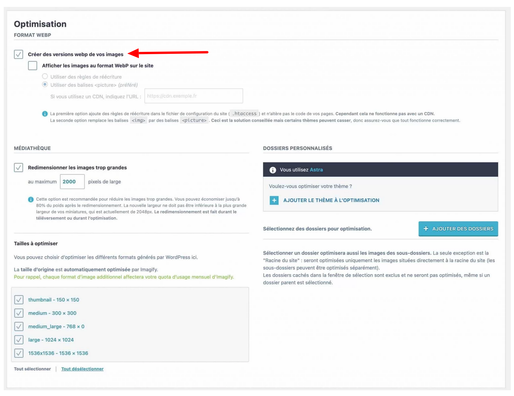 Création d'une image au format WebP avec Imagify.