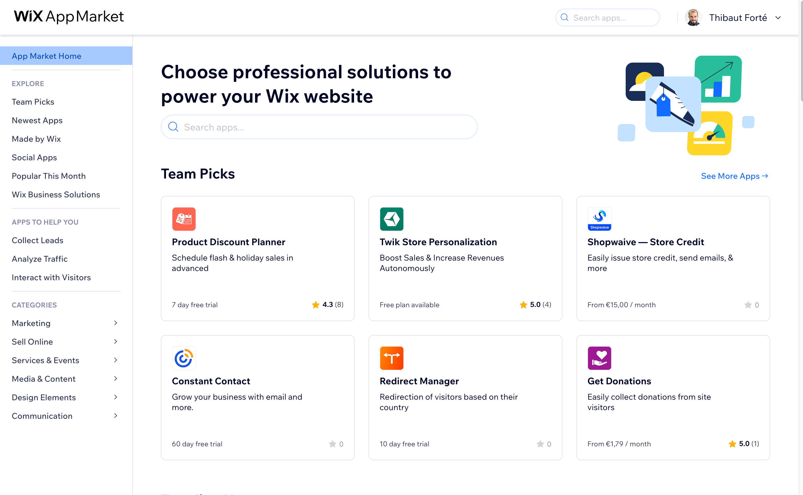 The Wix App Market.