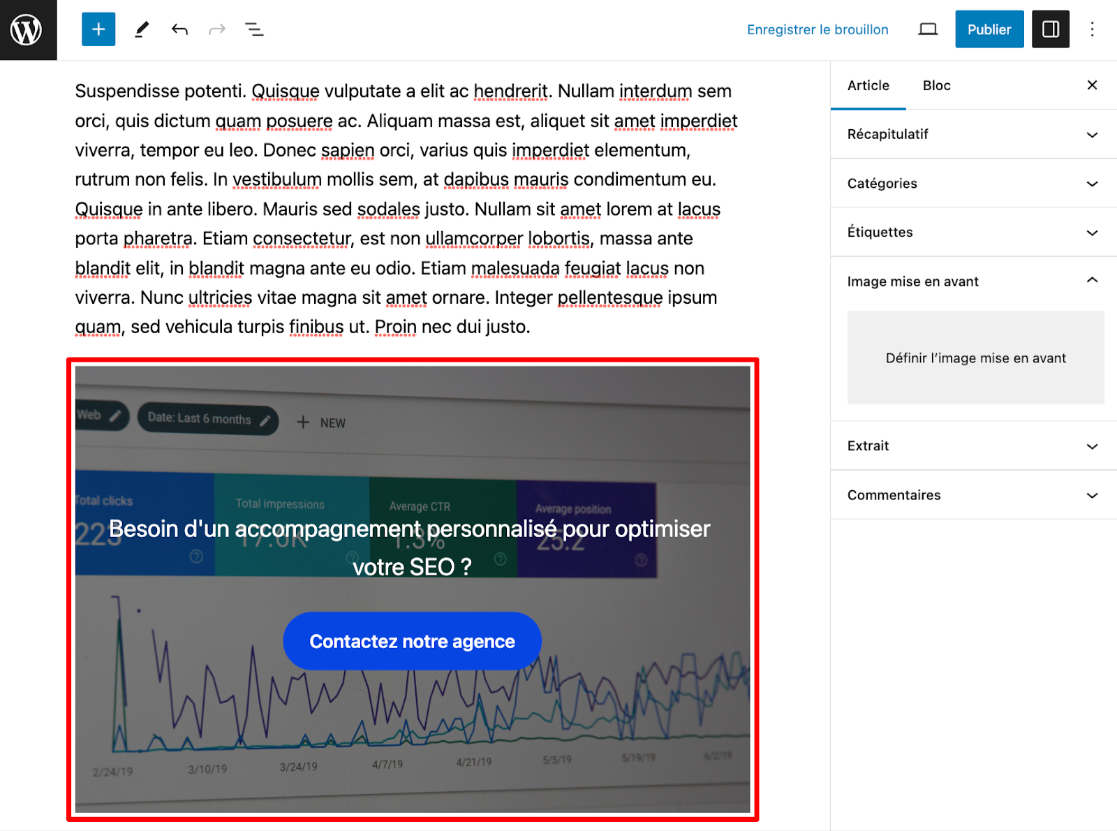 Personnalisation d'une composition de blocs (ex bloc réutilisable) sur WordPress.