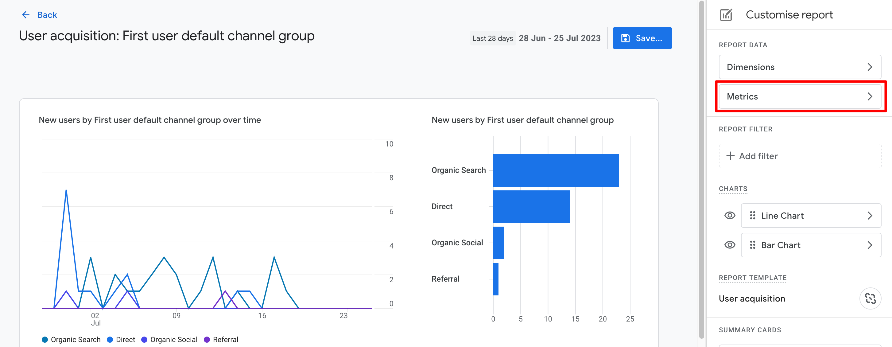 Customizing your report on Google Analytics 4.