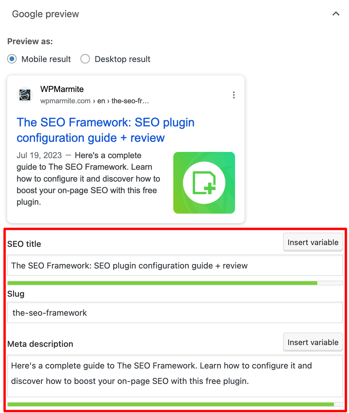 The tag box on Yoast SEO.