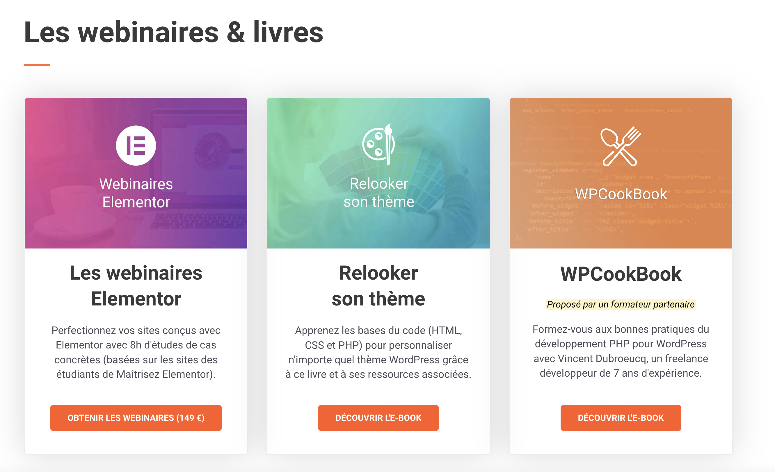 Aperçu des e-books proposés sur WPMarmite Pro (ex Chaudron).