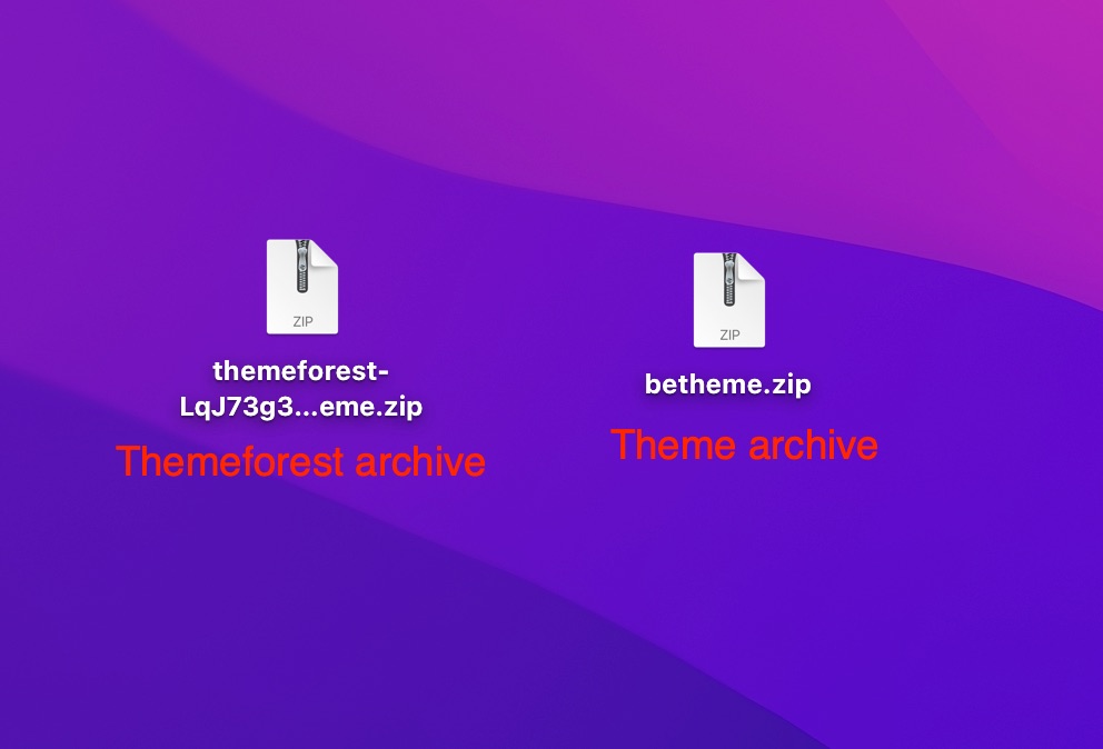 Decompressing the Themeforest archive.
