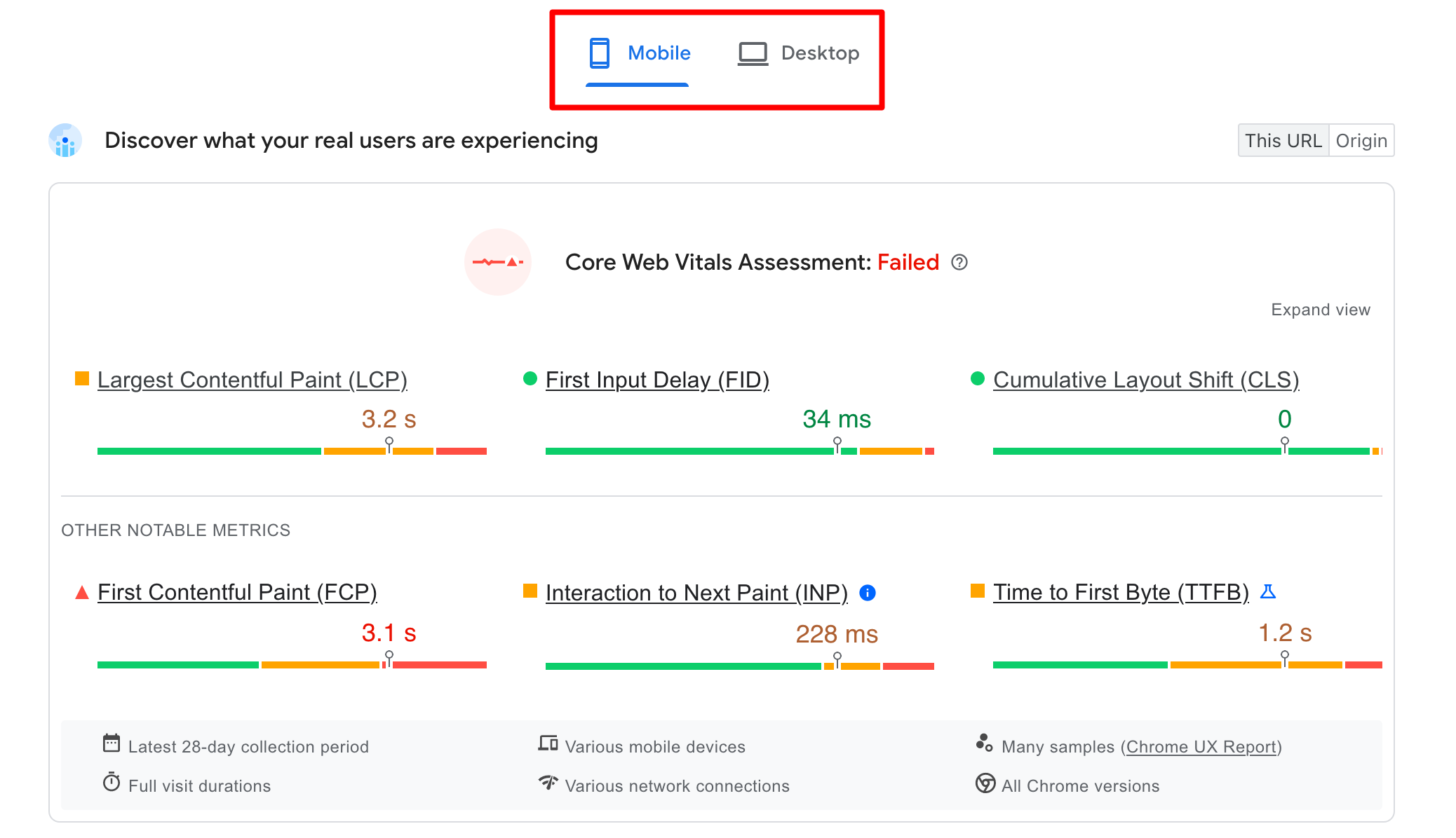 PageSpeed Insights offers a different test for the mobile and desktop versions of a page.