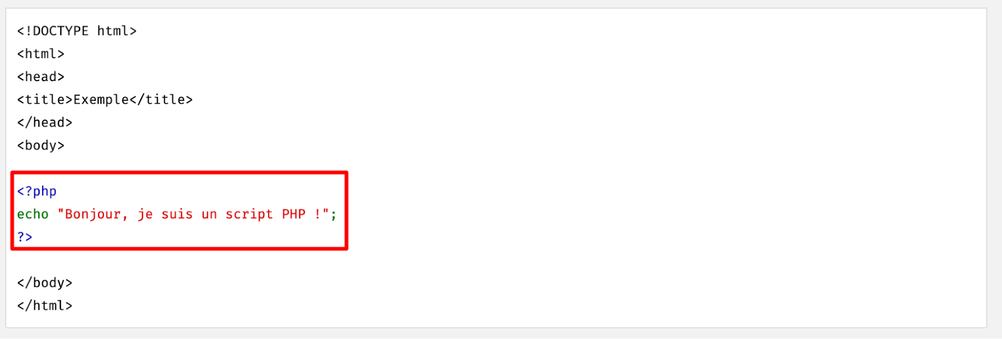 An example of PHP code.