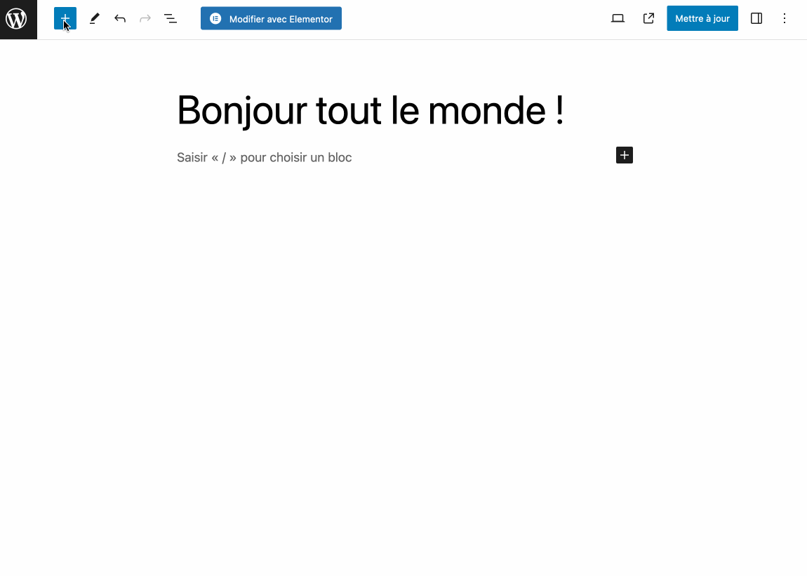 Ajout d'un bloc sur Gutenberg.