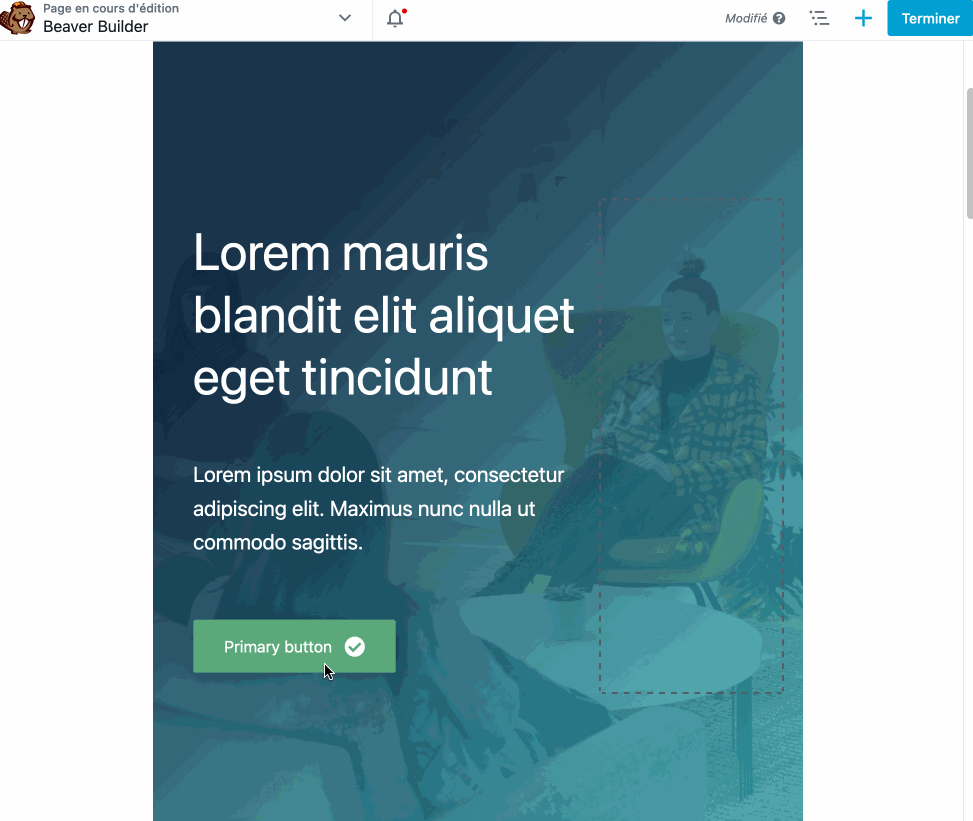 Le drag and drop sur Beaver Builder.