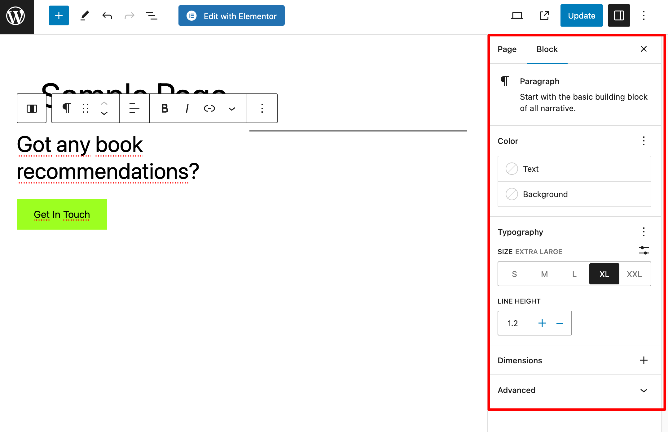 Gutenberg allows you to individually customize blocks.