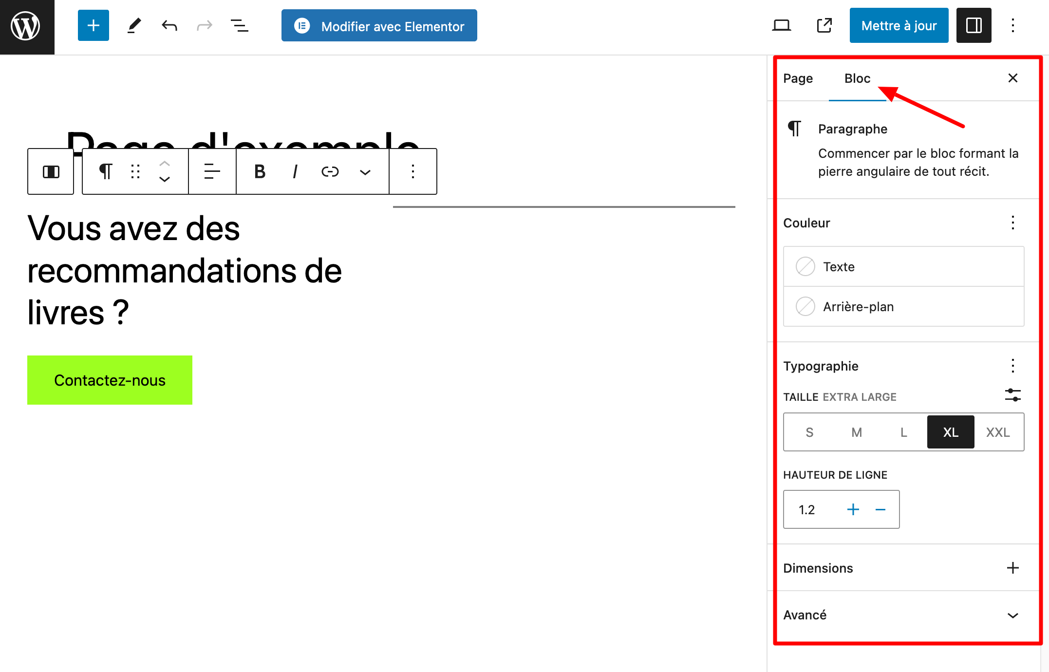 Gutenberg permet de personnaliser chaque bloc de contenu au cas par cas.