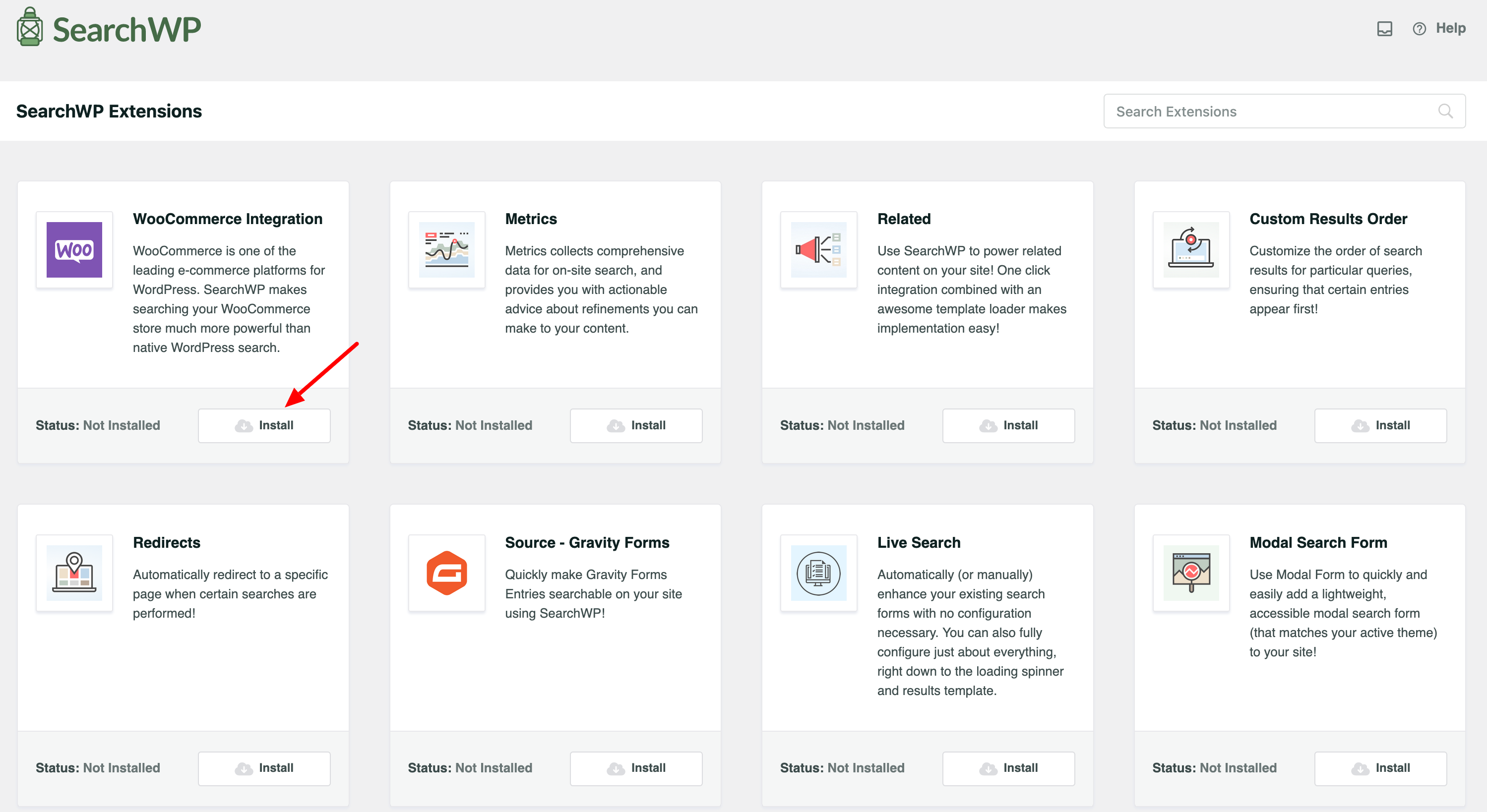 SearchWP propose une trentaine d'addons.