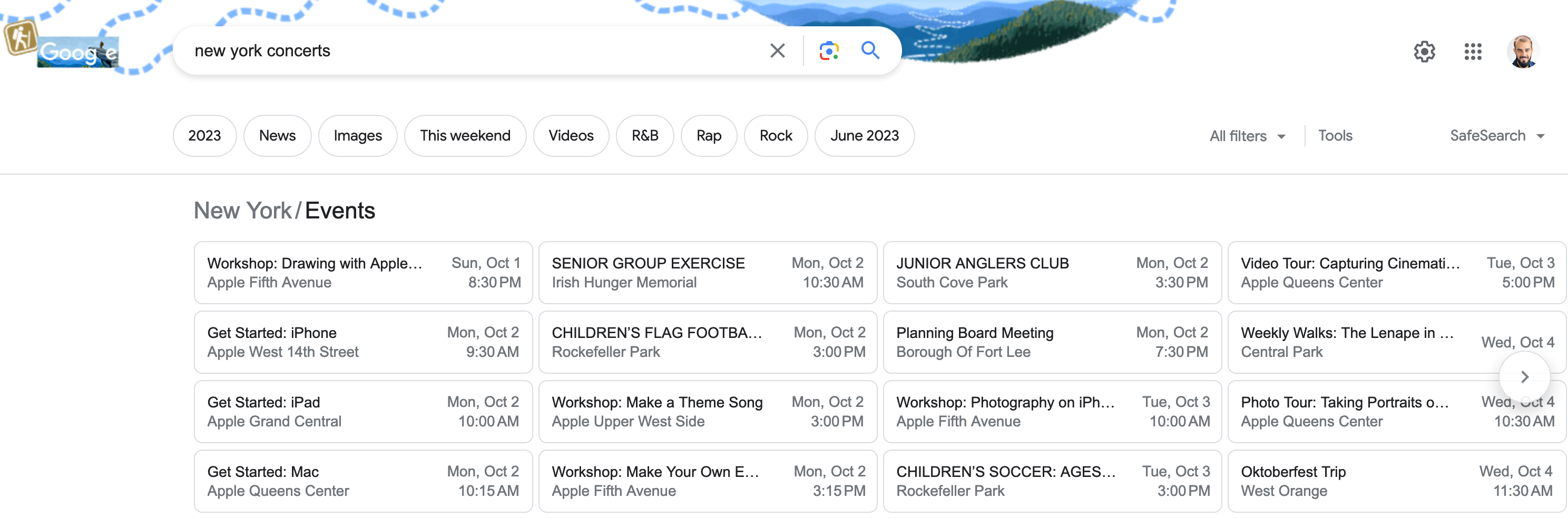 An example of an "event" rich snippet.